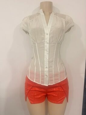 bebe Orange low-Waist Sculpted Shorts Y2K